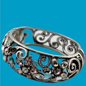 Brighton Garden of Dreams your Heart Heart Elegant Silver Floral Bracelet